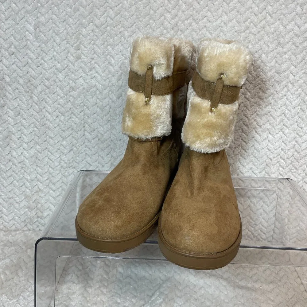 G by Guess Womens Tan Aussie Faux Fur Lined‎ Round Toe Ankle Boot NWOT Size 7M